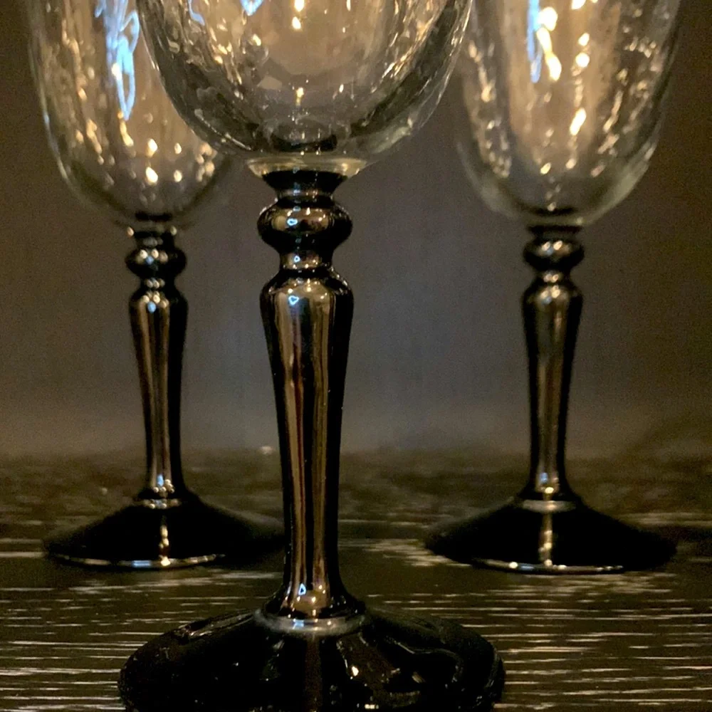 VTG Luminarc France Black Stem Cordial Glass Set